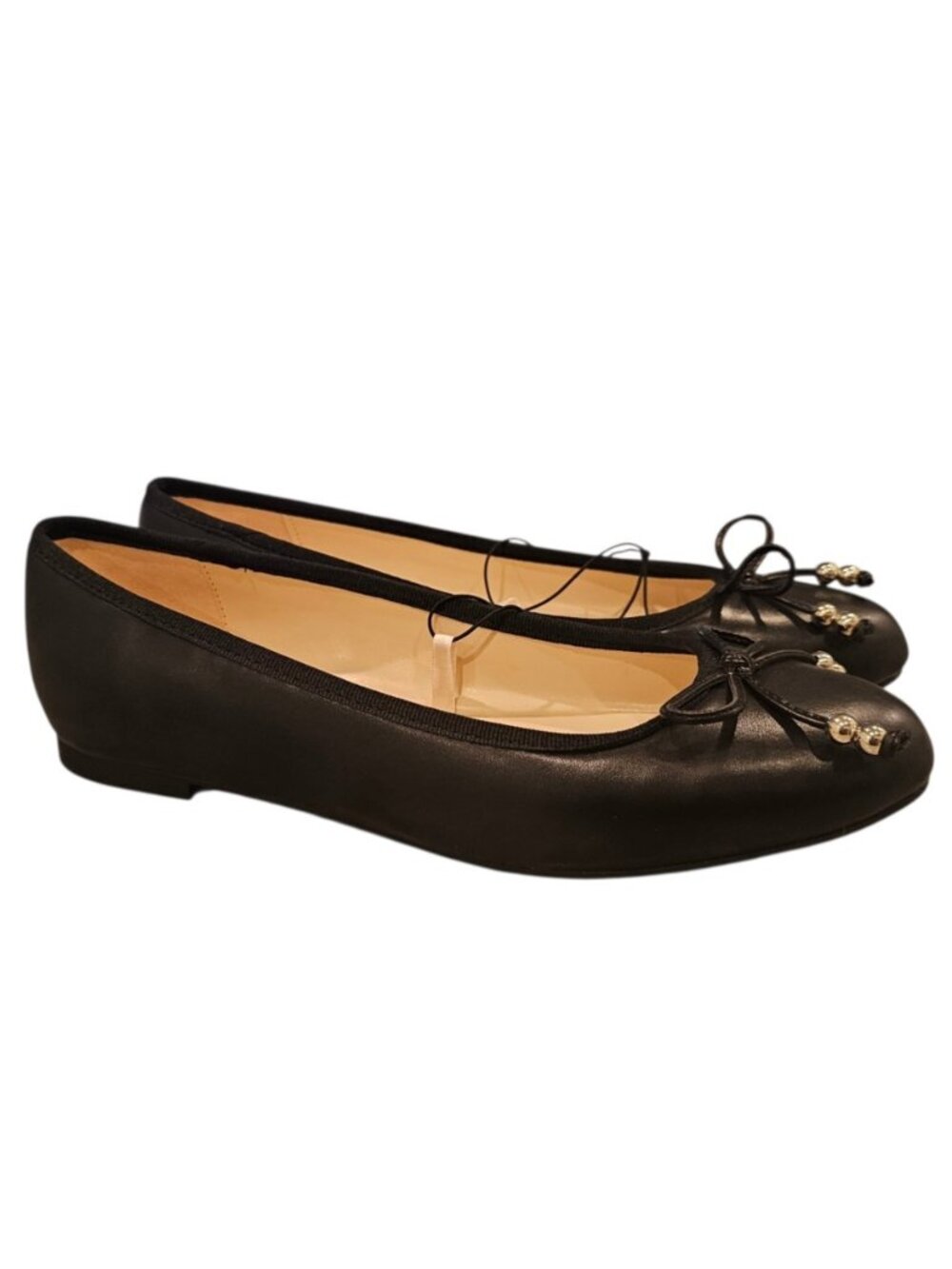 Nine West Desah3 Black Ballet Flats Bow Beaded Toe Women's Size 9 NEW in BOX